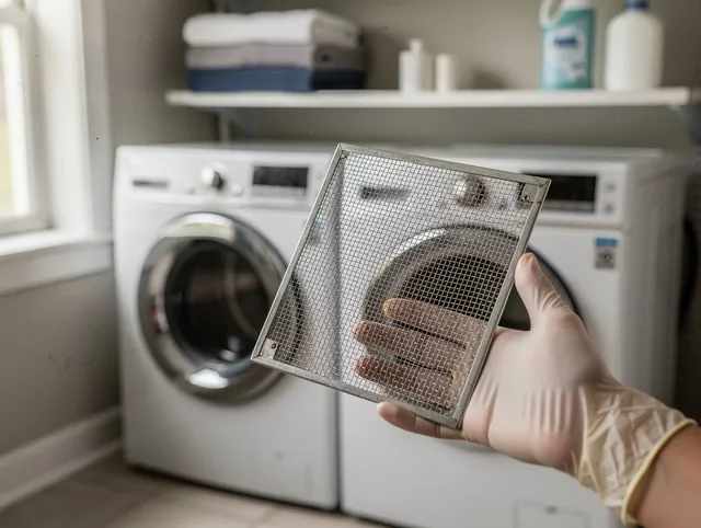 Signal Hill Dryer Vent Cleaning specialist performing detailed lint trap cleaning service in Signal Hill