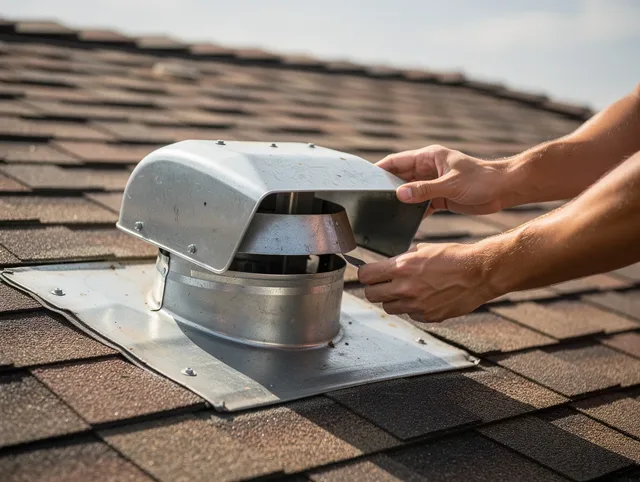 Signal Hill Dryer Vent Cleaning certified technician safely cleaning a roof-mounted dryer vent in Signal Hill
