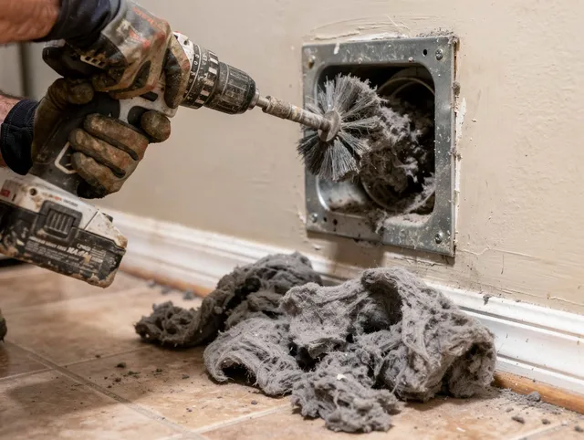 Certified Signal Hill Dryer Vent Cleaning technician performing dryer vent cleaning in Signal Hill