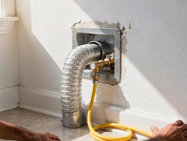 Signal Hill Dryer Vent Cleaning certified technician performing specialized gas dryer vent cleaning in Signal Hill